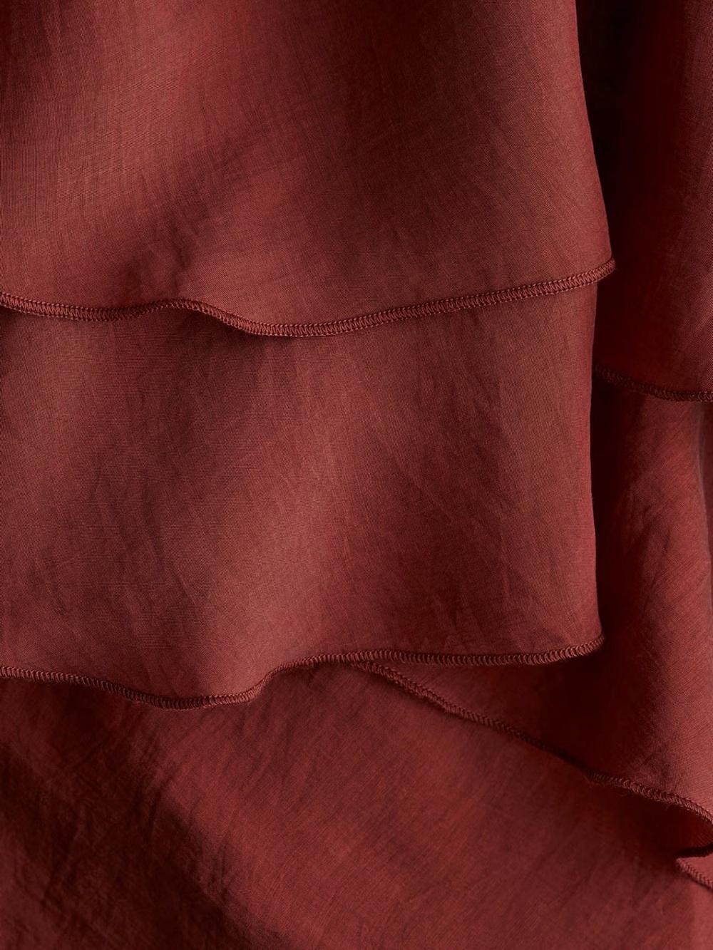 H & M Edition Flowy Ruffle Tie-Neck Tunic/Dress in Deep Rust - Picture 2 of 3